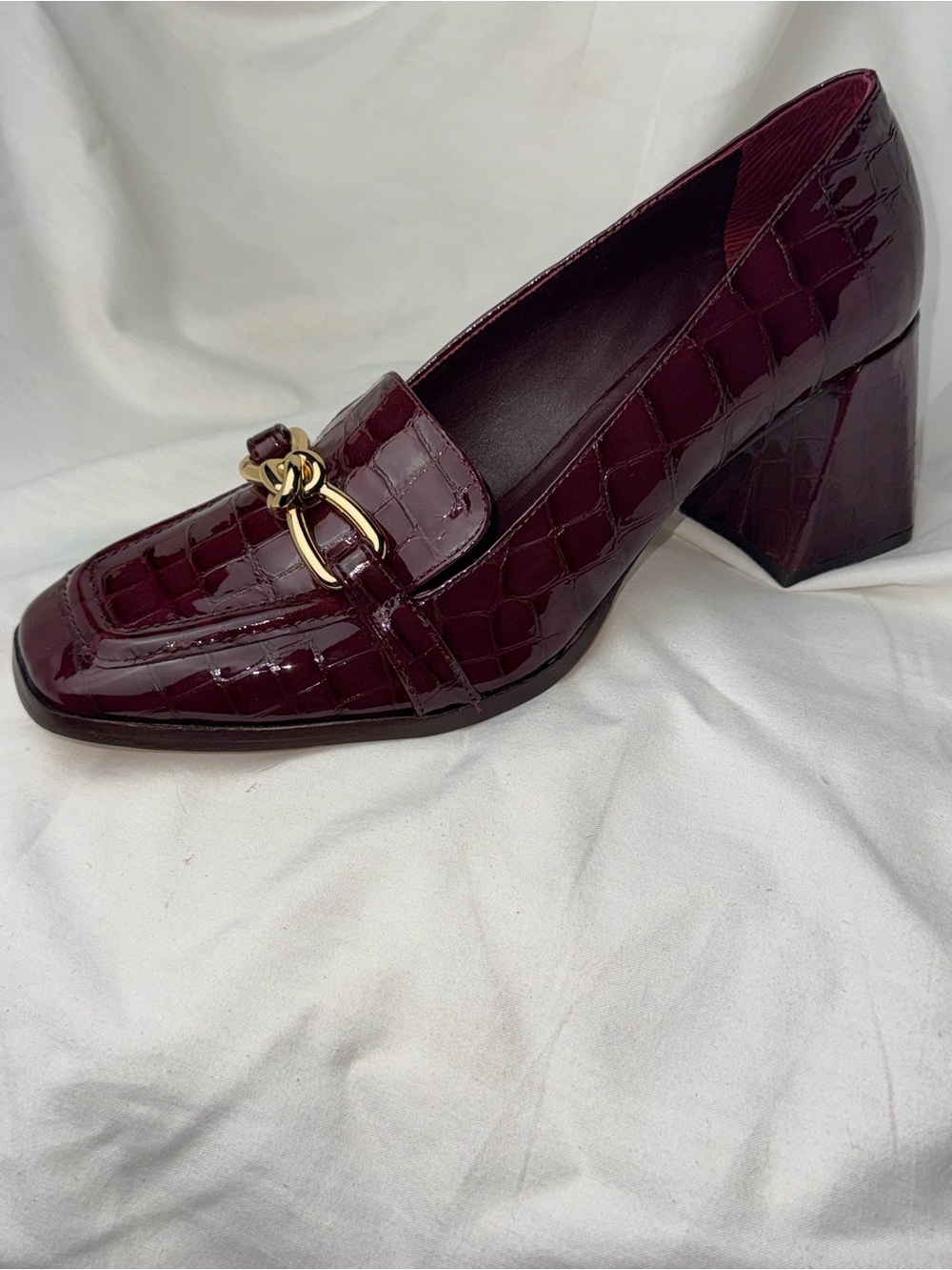 Antonio Melani Selah Burgundy Croc Patent Leather Loafer Pumps Heels Size 10M